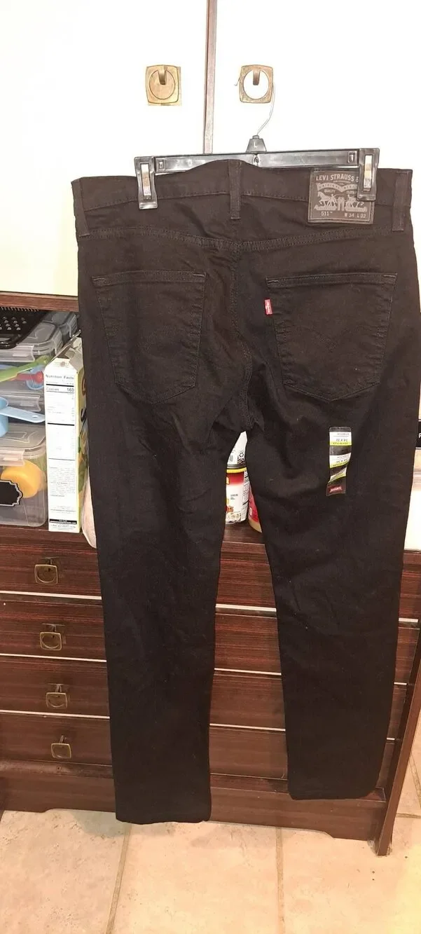Levi’s 511 Men’s Slim Fit Jeans 34x32 Black Flex Stretch Denim New 04511-1907